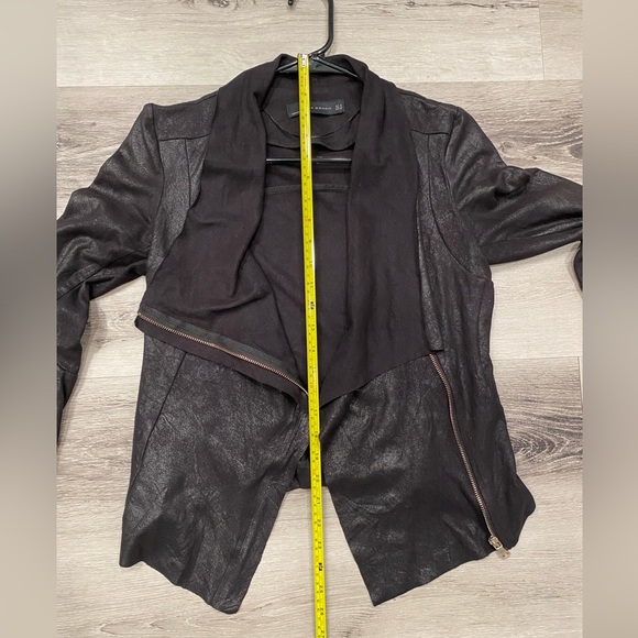 ZARA Faux Suede Moto Jacket  Color: Shimmery Black Size: S - Picture 7 of 8